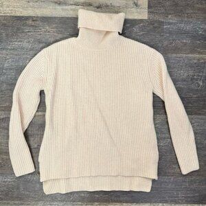 Reiss pink wool blend cable knit turtleneck sweater with side zippers sz XS B182